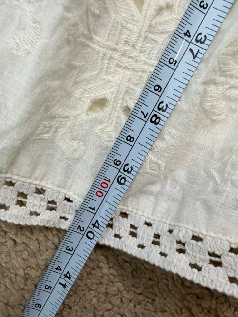 Lucky Brand Dress Women 1X Ivory Eyelet Linen Blend Beach Lined Boho Country - Picture 10 of 10